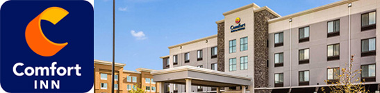 Comfort Inn Logo and Exterior of the Building